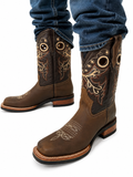 Men’s Handcrafted Genuine Cowhide Leather Rodeo Western Cowboy Boots – Brown