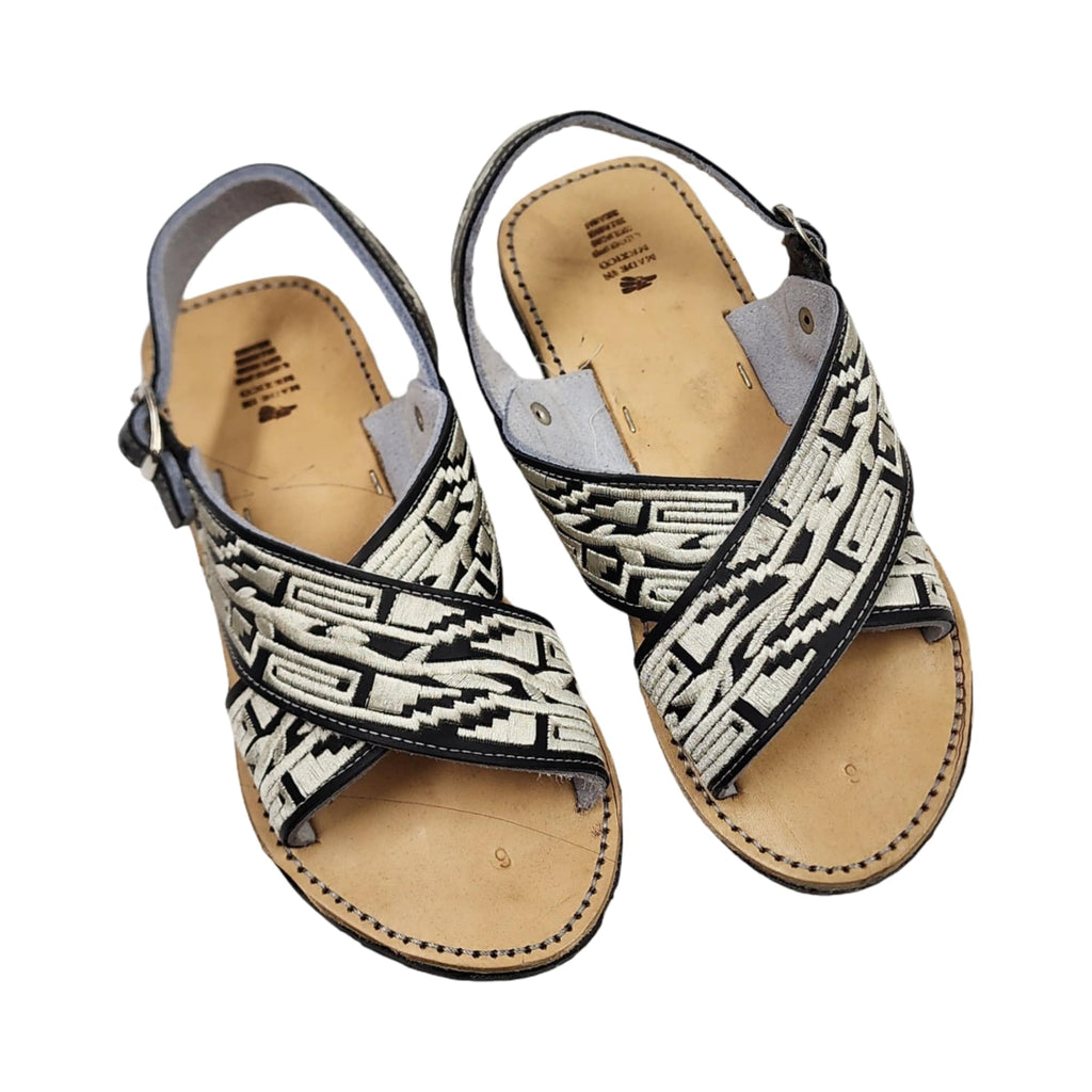 Dona Michi MEN LEATHER MEXICAN two strap PITEADO BORDADO SANDALS Huarache Cruzado Bordado
