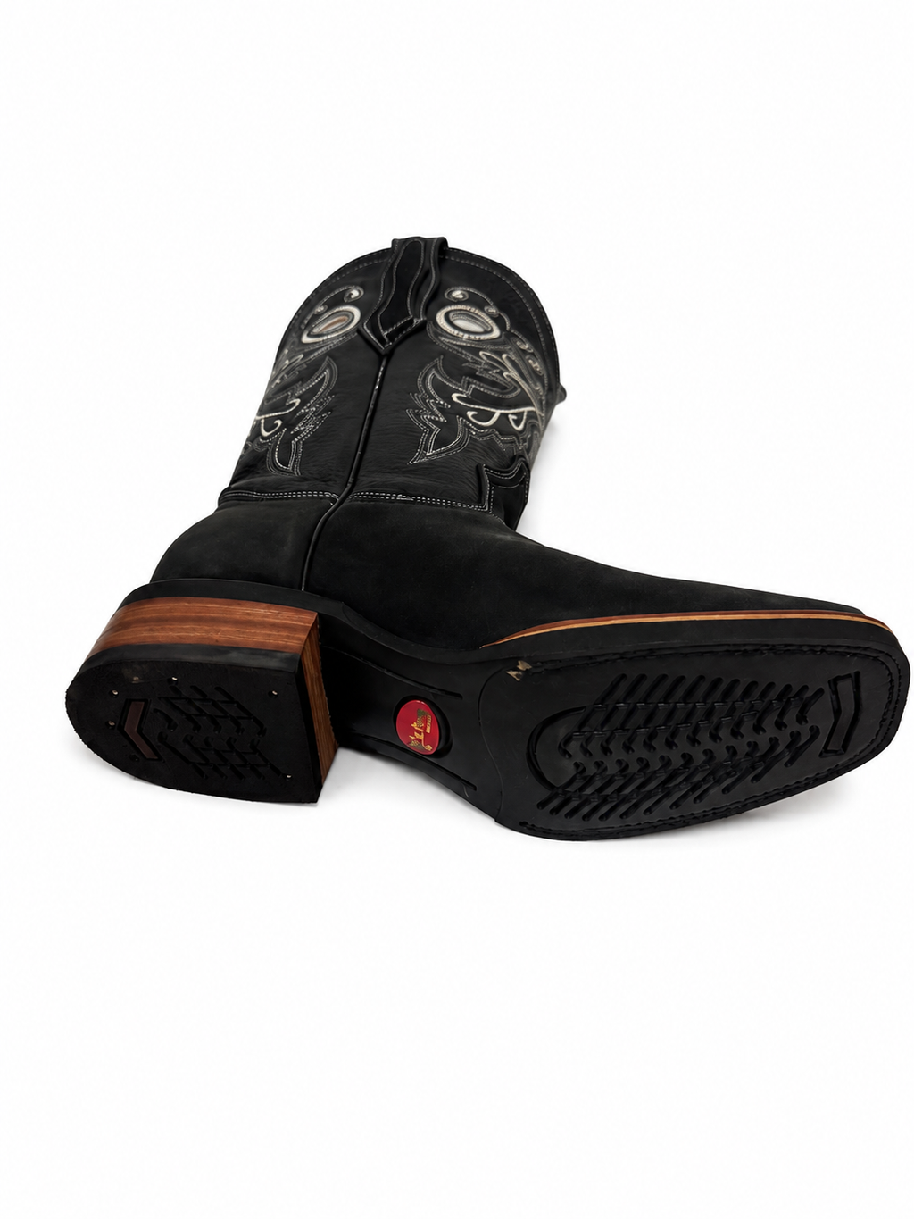 Men’s Genuine Leather Cowboy Rodeo Boots – Black Square Toe Western Boots