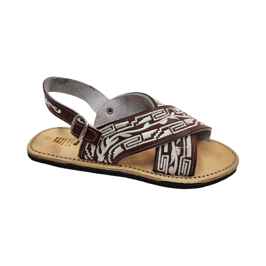 Dona Michi MEN LEATHER MEXICAN two strap PITEADO BORDADO SANDALS Huarache Cruzado Bordado