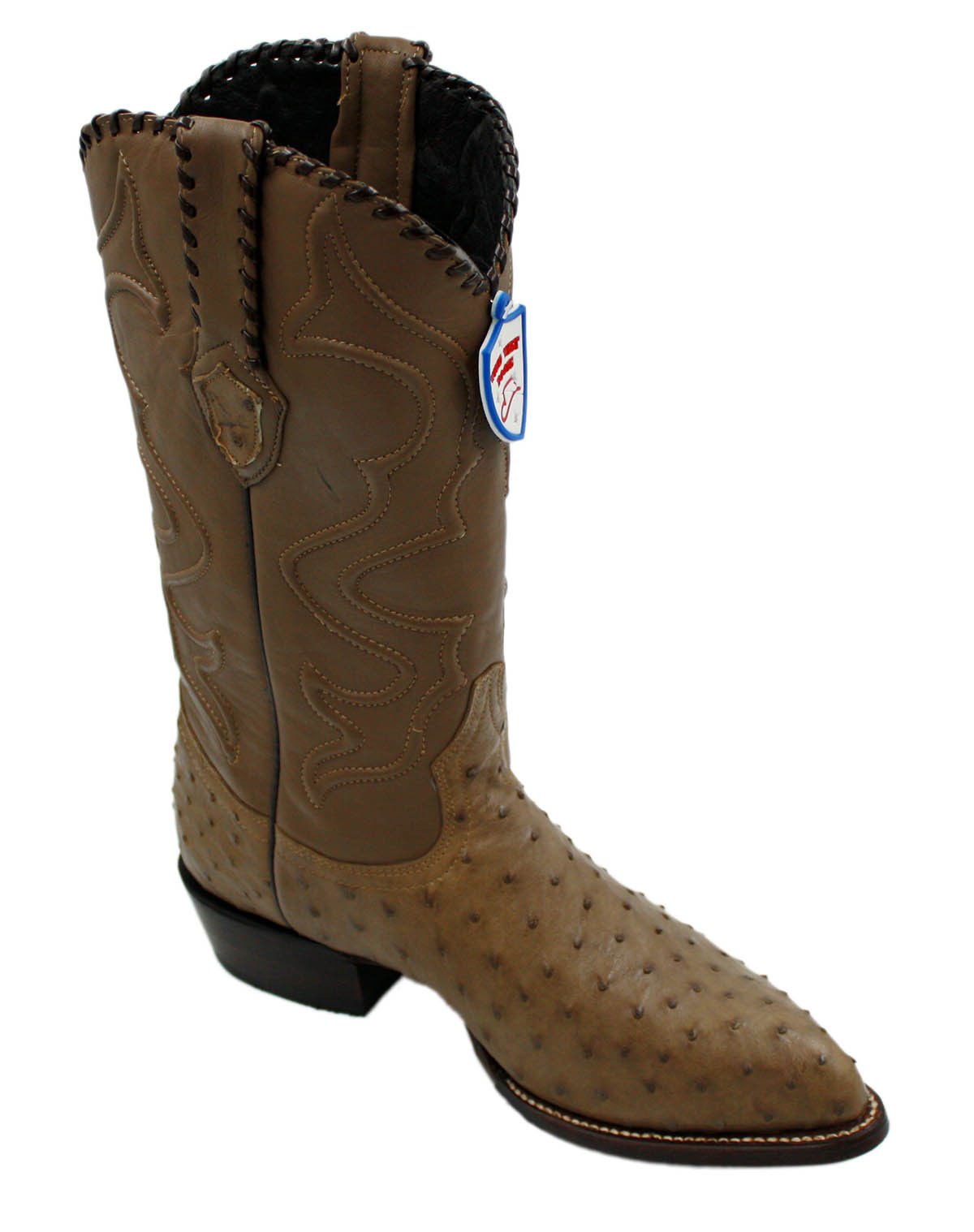 Men's Genuine Wild West Real Ostrich Leather Western Cowboy Boots_Mink_9