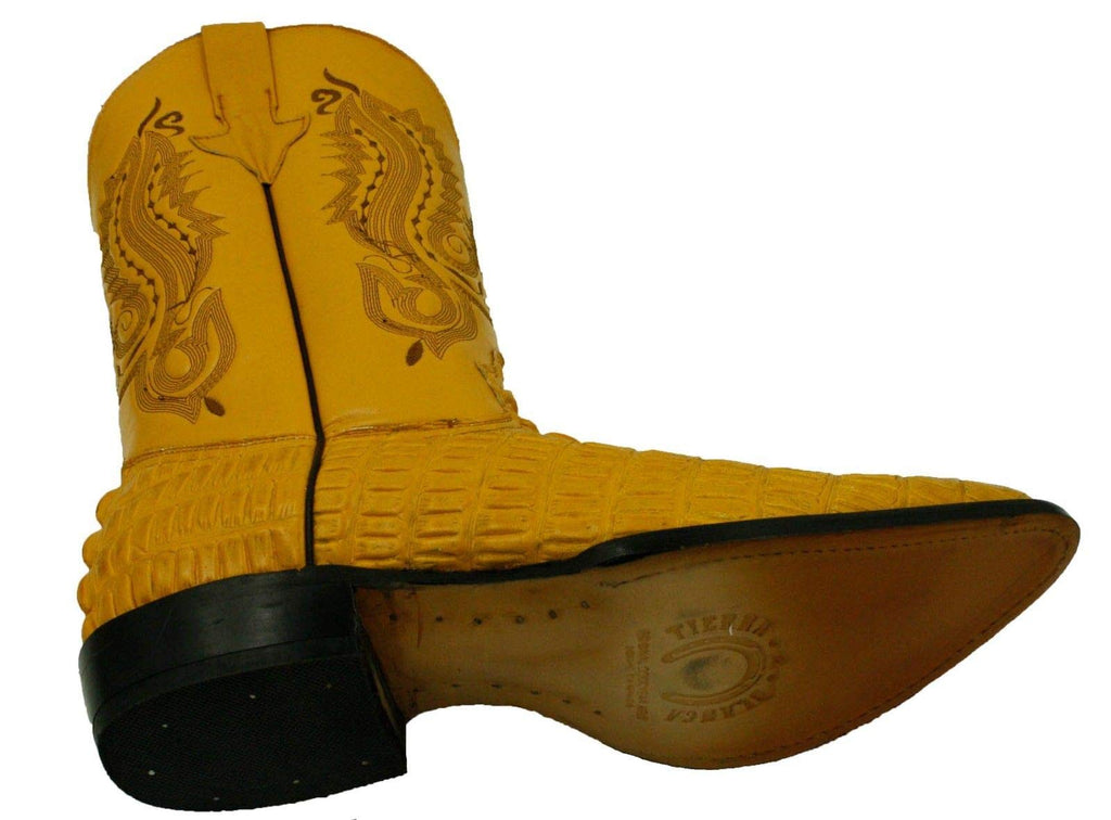 Men Genuine Cowhide Crocodile Print Leather Western Boots