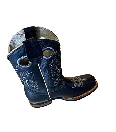Dona Michi Kids Genuine Cowhide Leather Western Cowboy Rodeo Square Toe Handmade Bota