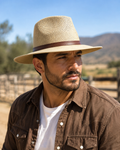 Men’s Wide Brim Woven Fedora Hat – Lightweight Western Rancher Style
