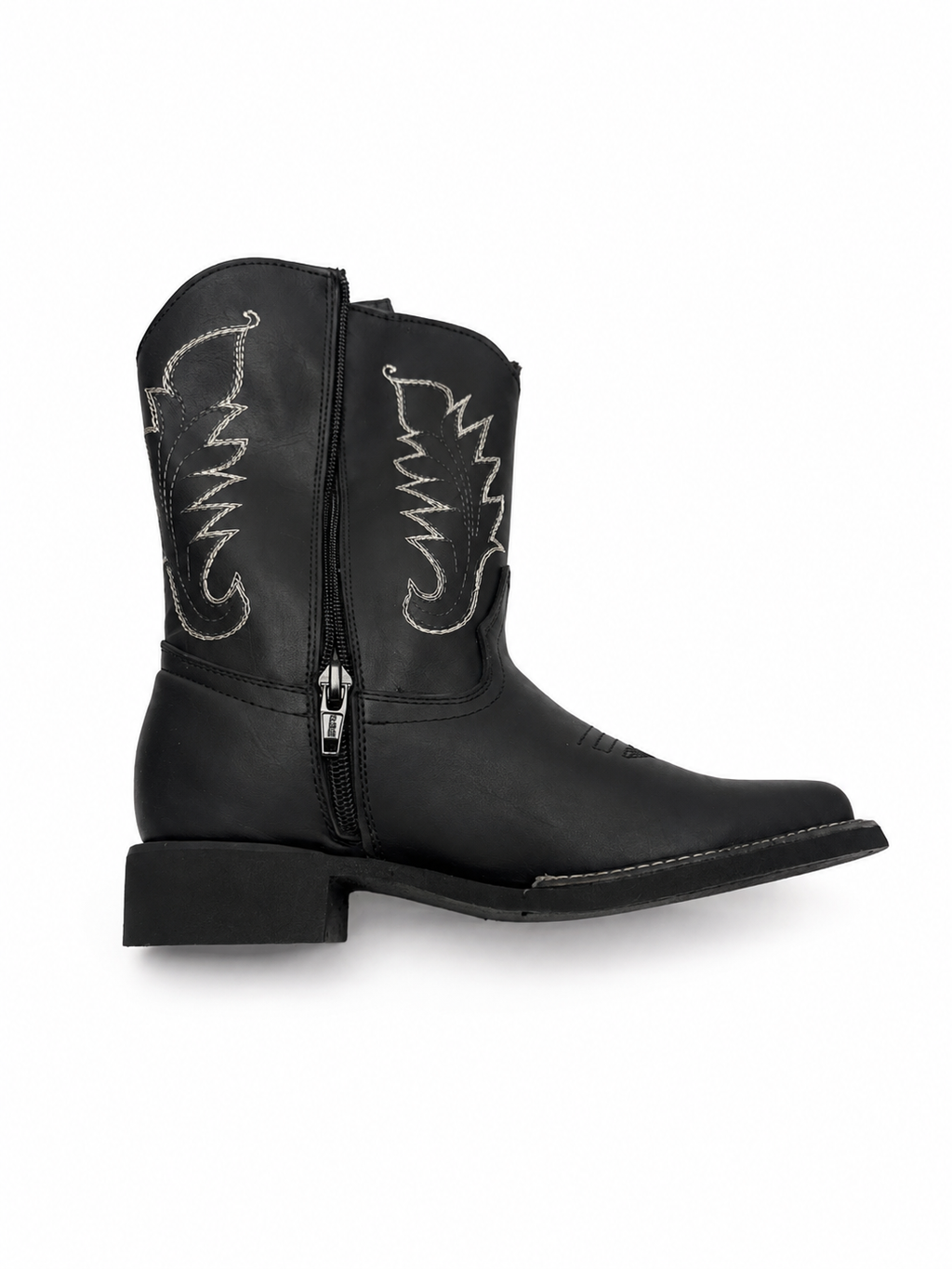 Kids Genuine Leather Black Cowboy Boots – Western Embroidered