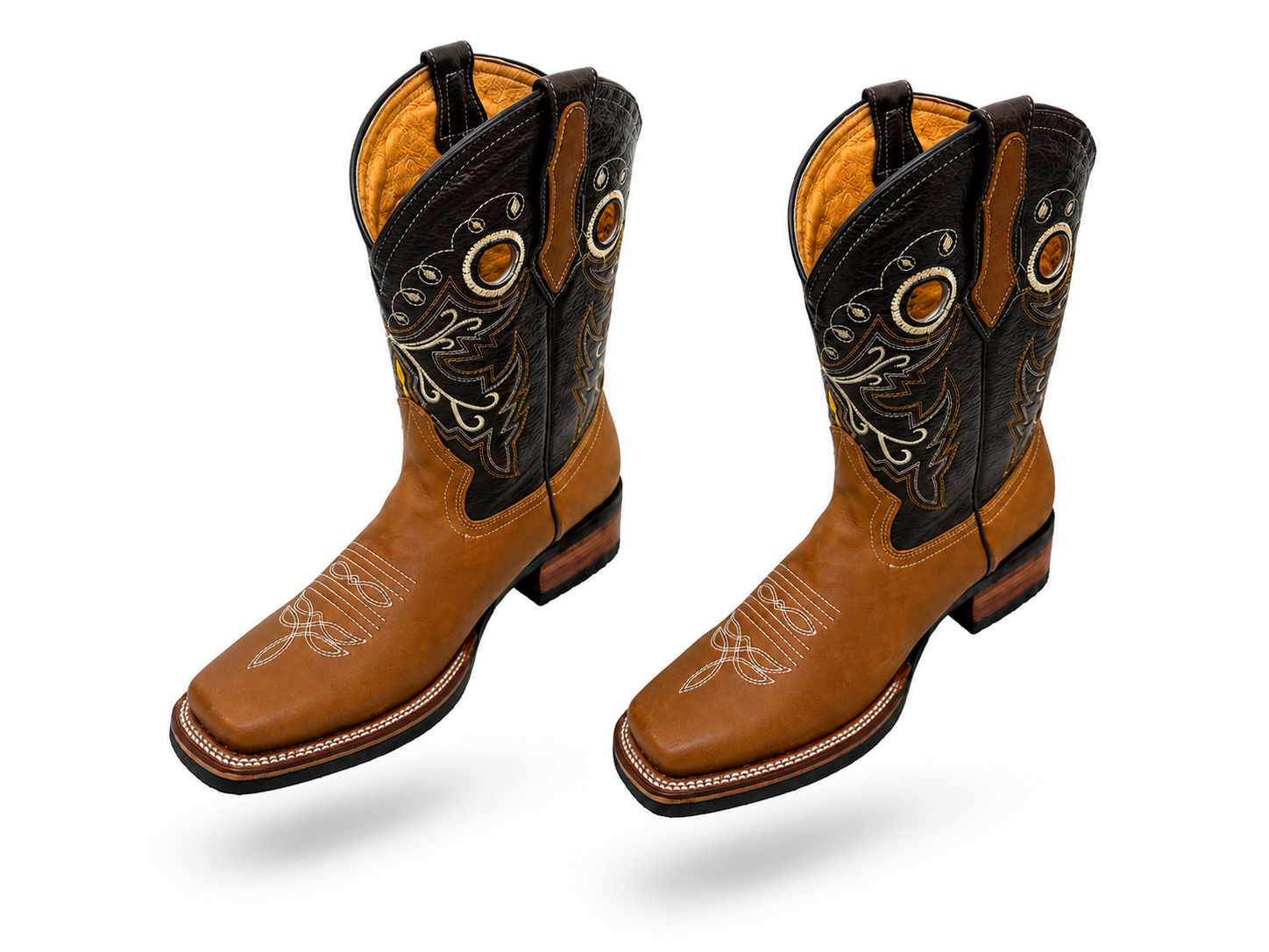 Men’s Handcrafted Genuine Leather Cowboy Rodeo Boots – Western Square Toe