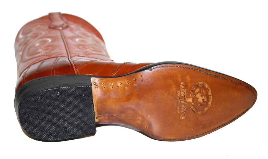 Men Genuine EEL Skin Cowboy Western j Toe Leather Boots