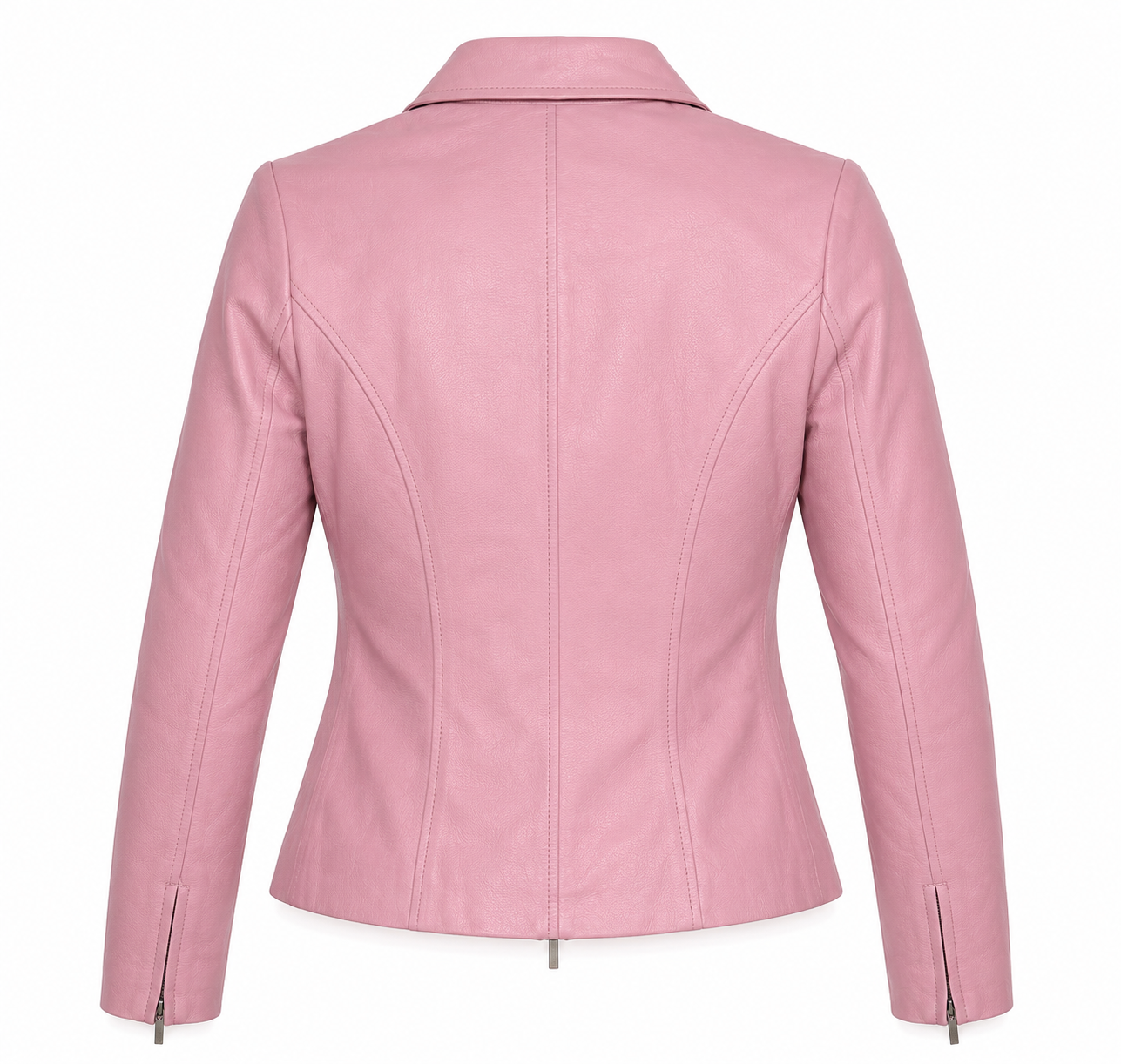 Women’s Genuine Leather Pink Jacket – Classic Fitted Style