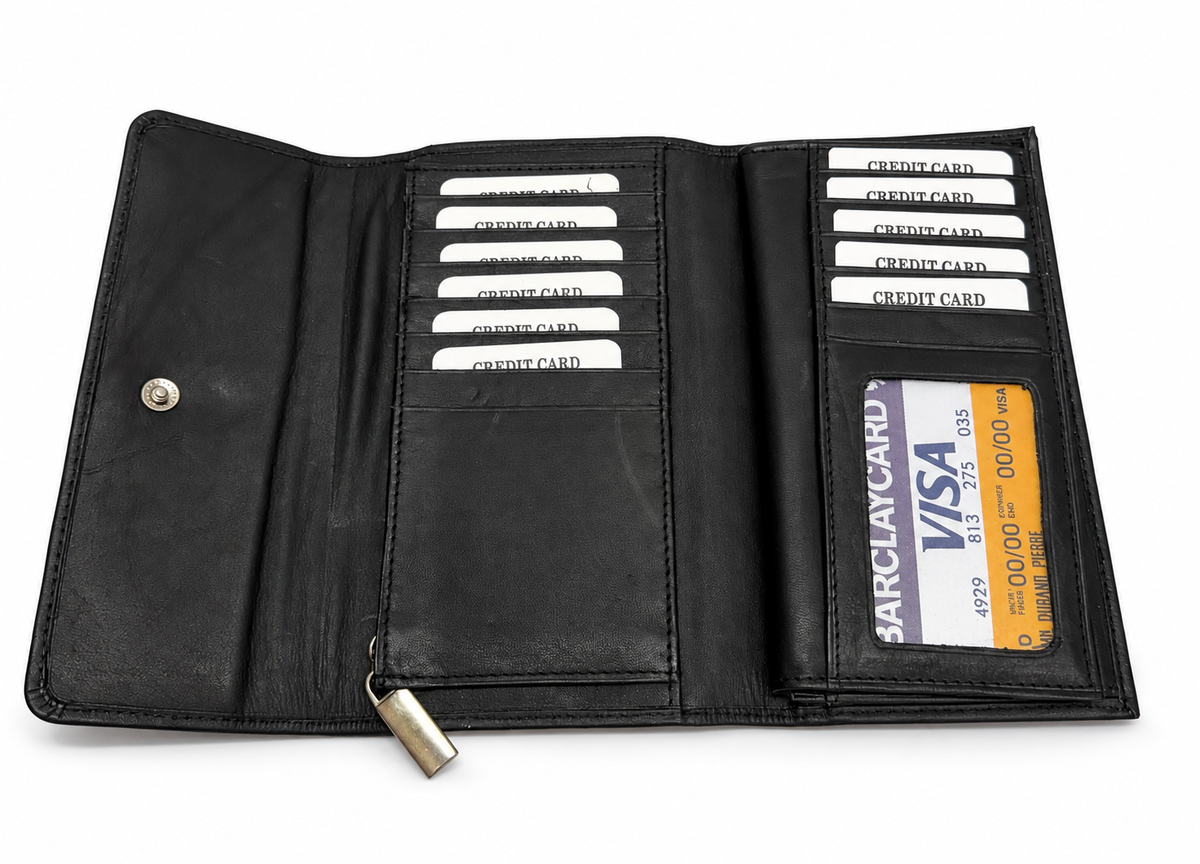 Women’s Genuine Leather Black Long Wallet