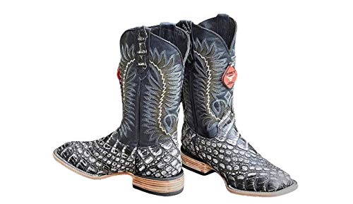 Dona Michi Men's Genuine Cowhide Coco Belly Print Leather Square Toe Boots Handcrafted