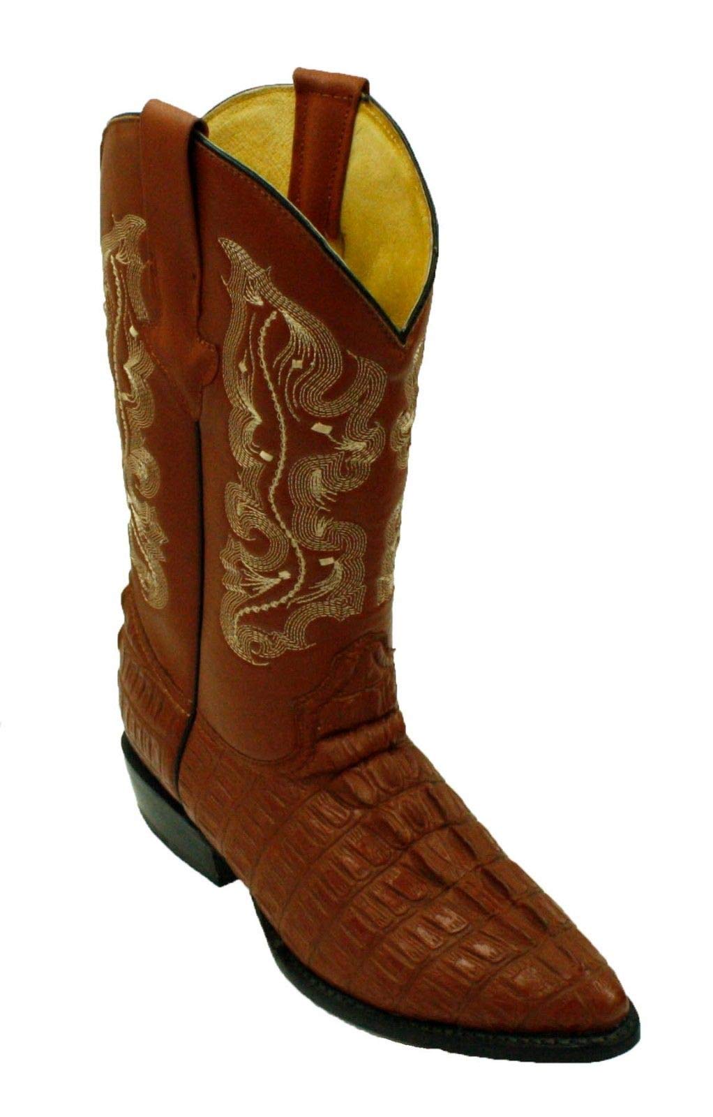 Men Genuine Cowhide Crocodile Print Leather Western Boots