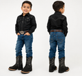 Kids Fish Print Western Cowboy Boots – Side Zipper Square Toe