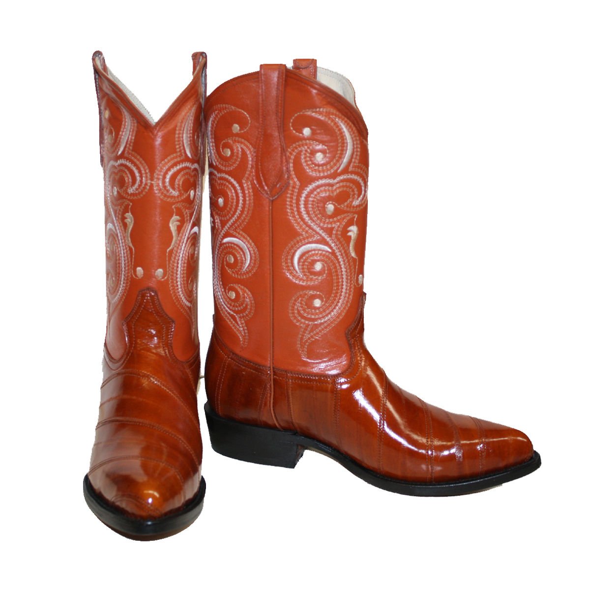 Men Genuine EEL Skin Cowboy Western j Toe Leather Boots