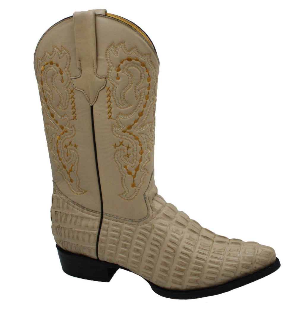 Men Genuine Cowhide Crocodile Print Leather Western Boots