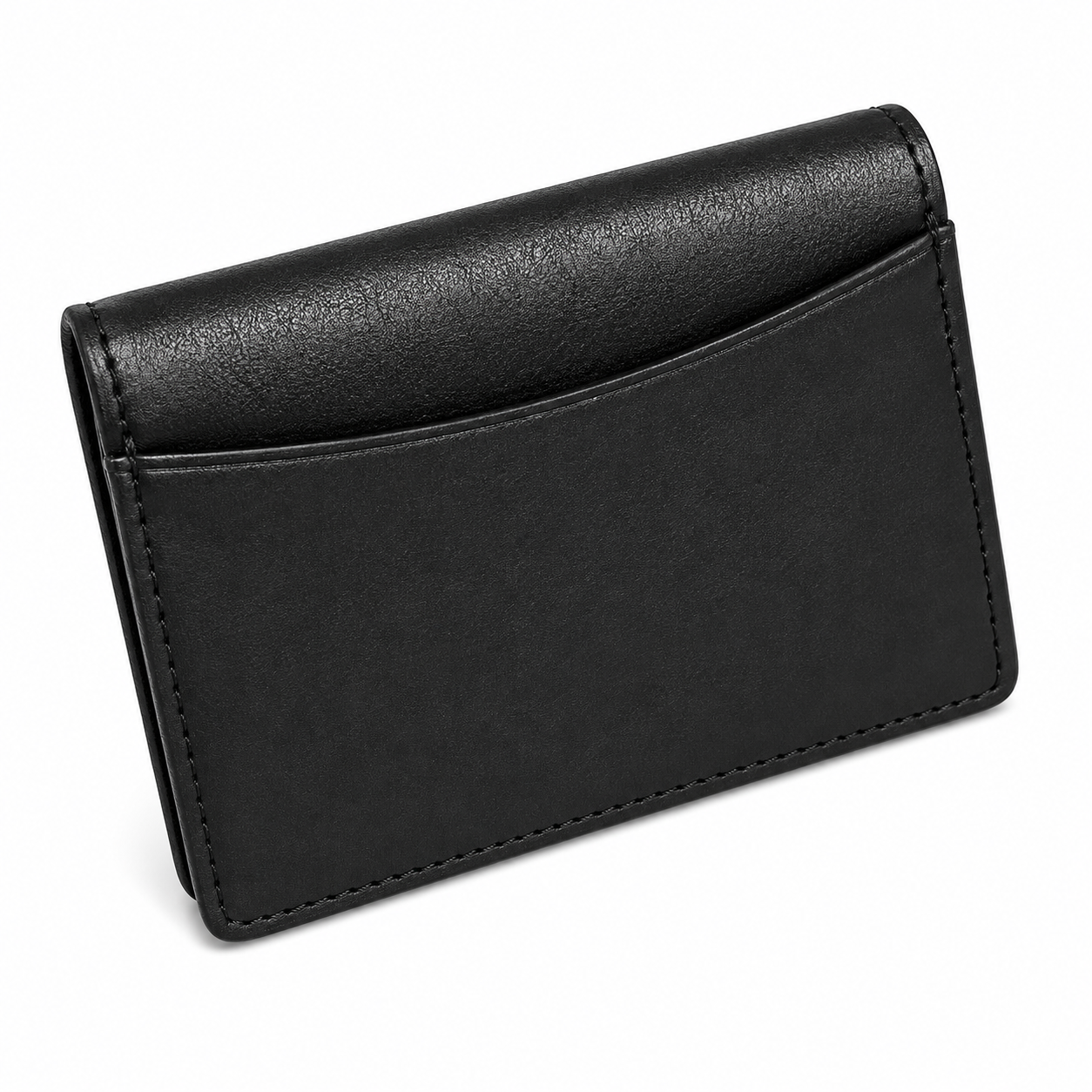 Men’s Genuine Leather Slim Wallet – Black Card Holder with ID Window & Coin Pocket
