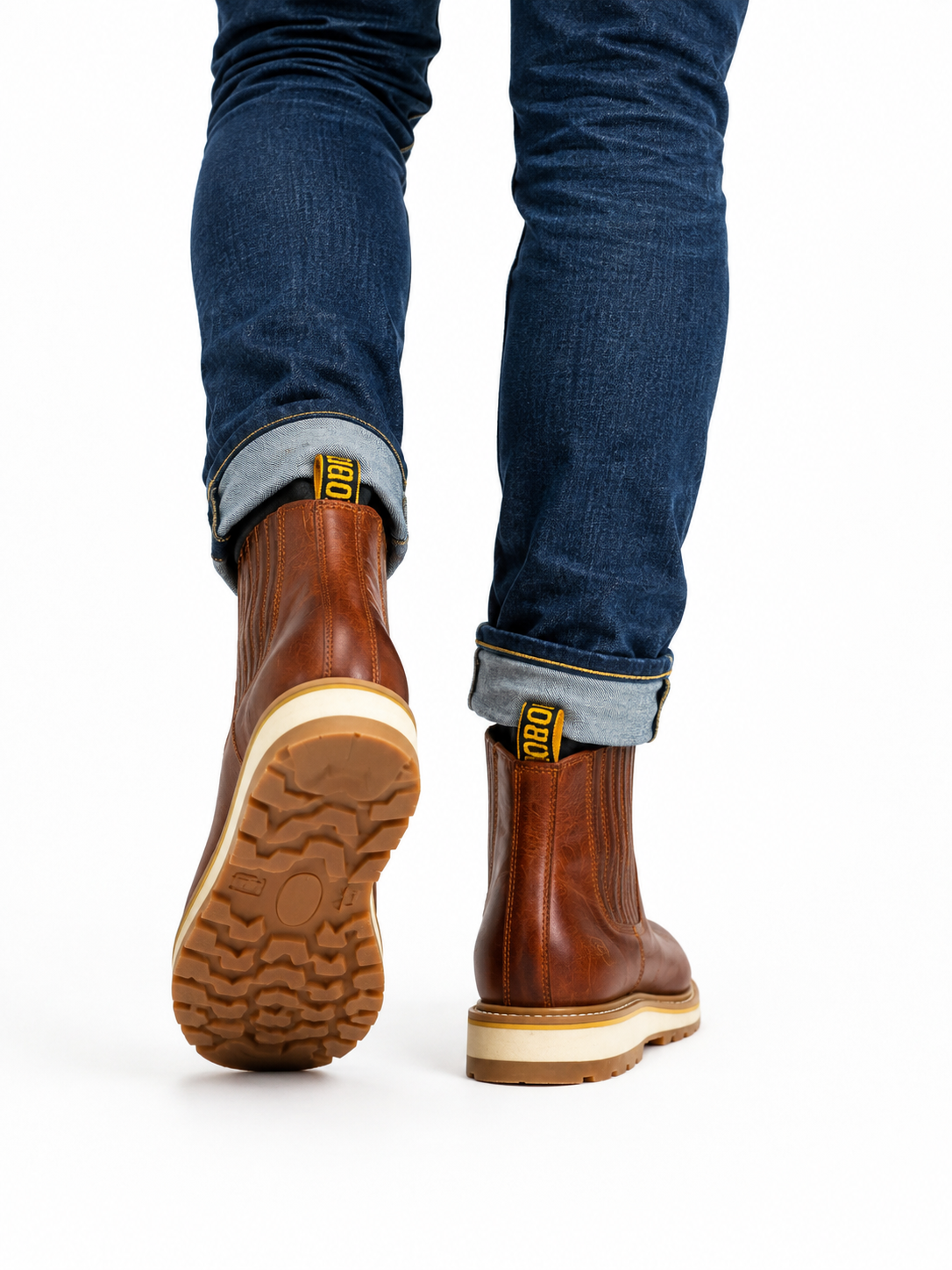 Men’s Genuine Leather Western Chelsea Boots – Brown Pull-On Ranch Boots