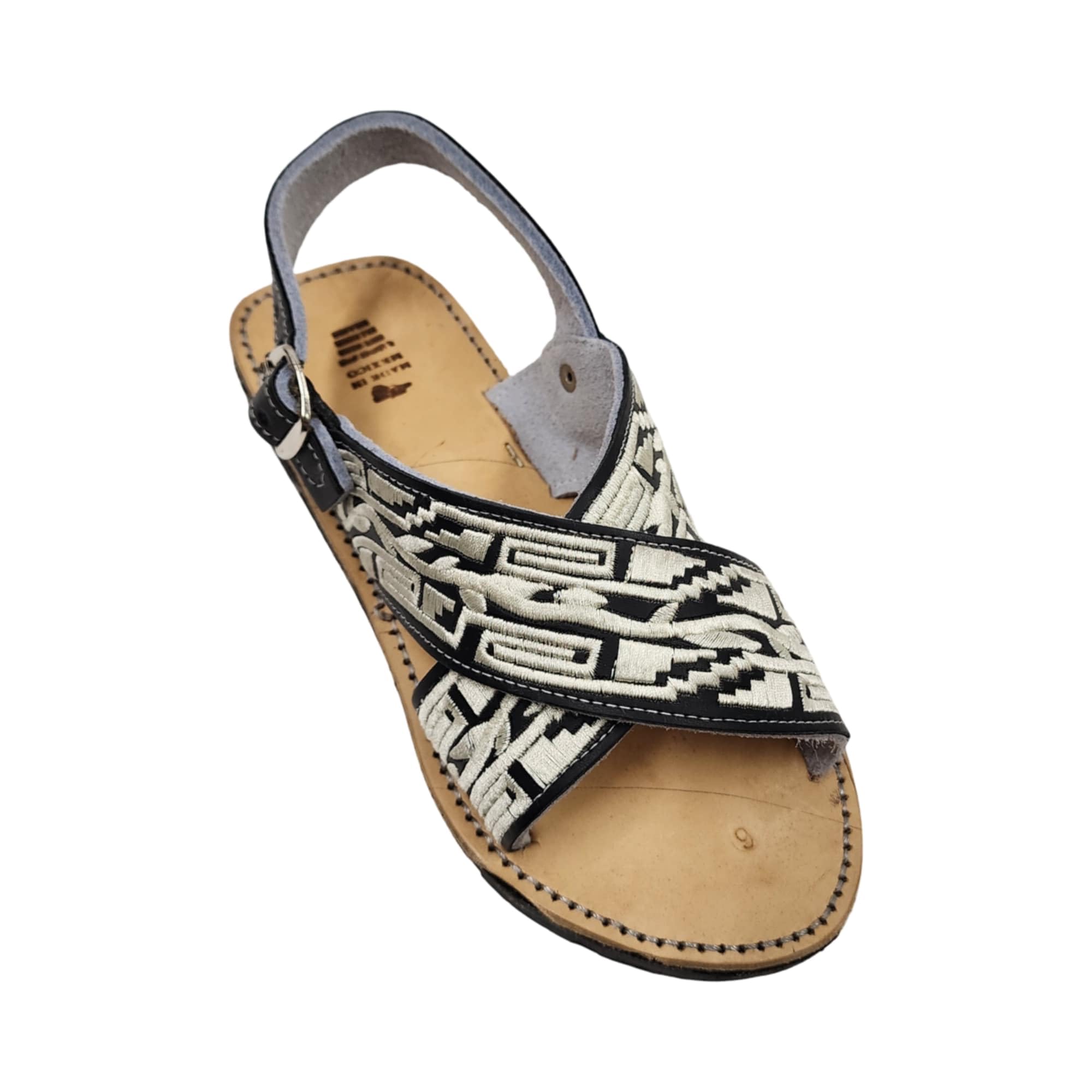 Dona Michi MEN LEATHER MEXICAN two strap PITEADO BORDADO SANDALS Huarache Cruzado Bordado