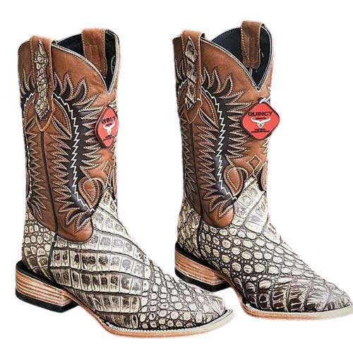 Dona Michi Men's Genuine Cowhide Coco Belly Print Leather Square Toe Boots Handcrafted
