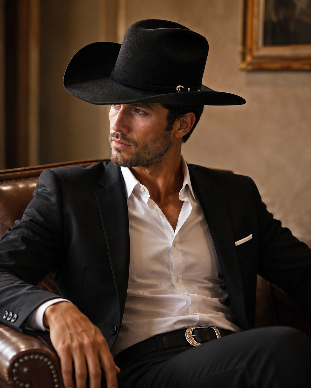 Men’s 25X Black Felt Cowboy Hat – Made in Mexico Western Ranch Hat