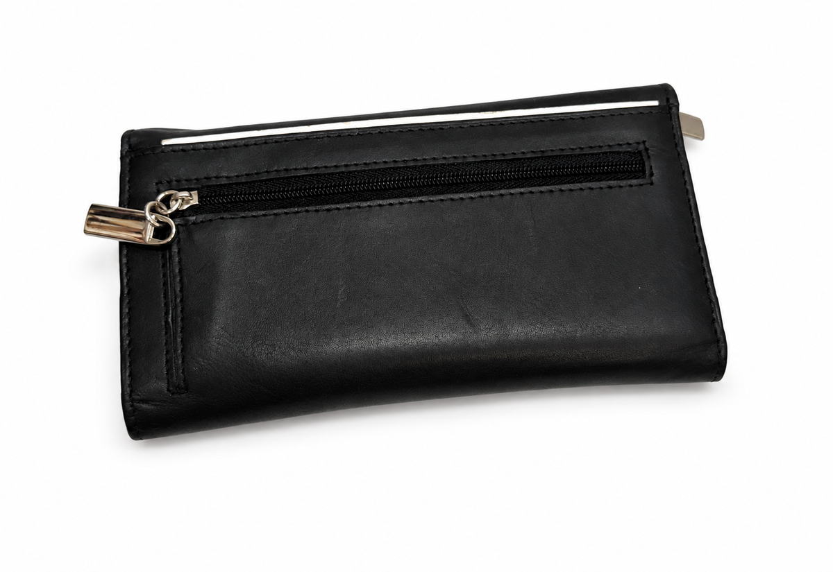 Women’s Genuine Leather Black Long Wallet