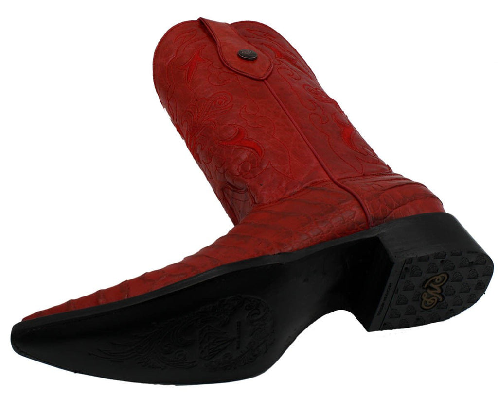 Dona Michi Men's Handcrafted Crocodile Alligator Belly Print Western Cowboy Boots