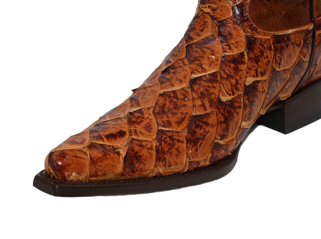 Men's Snip Toe Genuine Fish Skin Leather Cowboy Western Boots