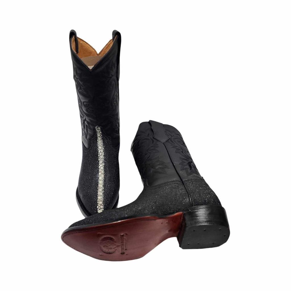 Dona Michi Men's Western Cowboy Exotic Stingray Print Leather Pointy Toe Boots Bota Vaquera Mantarraya Rodeo Puntal