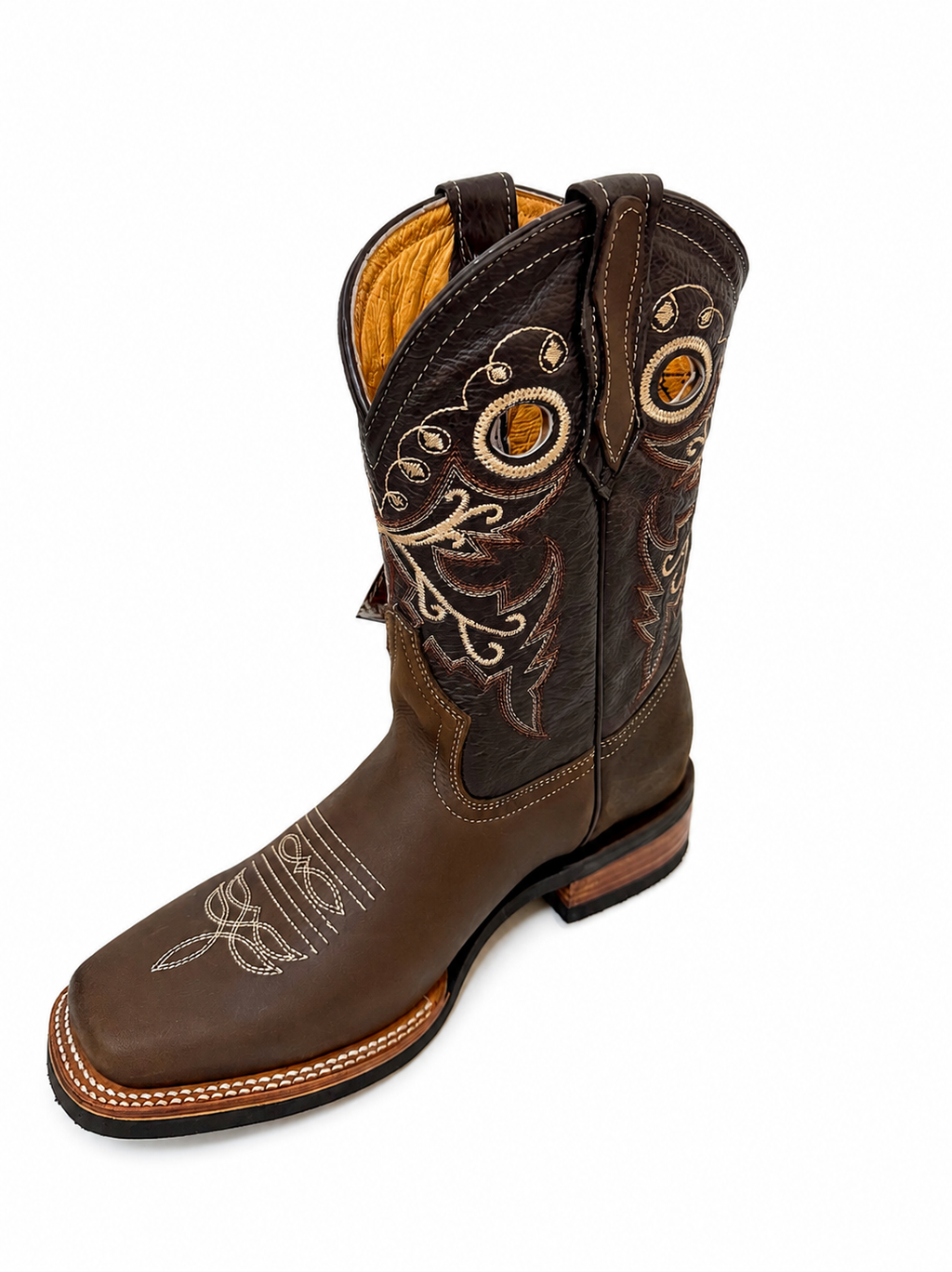Men’s Handcrafted Genuine Cowhide Leather Rodeo Western Cowboy Boots – Brown
