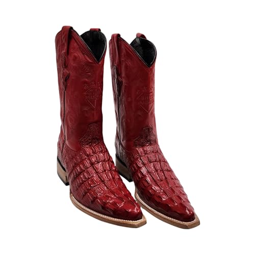 Dona Michi Men's Genuine Cowhide Crocodile Print 3X Toe Cowboy Western Boots