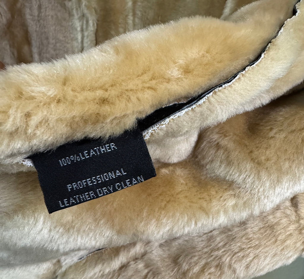 Women’s Genuine Suede Jacket with Plush Faux-Fur Lining, Tan Faux-Fur Collar and Cuffs, Full-Zip Front
