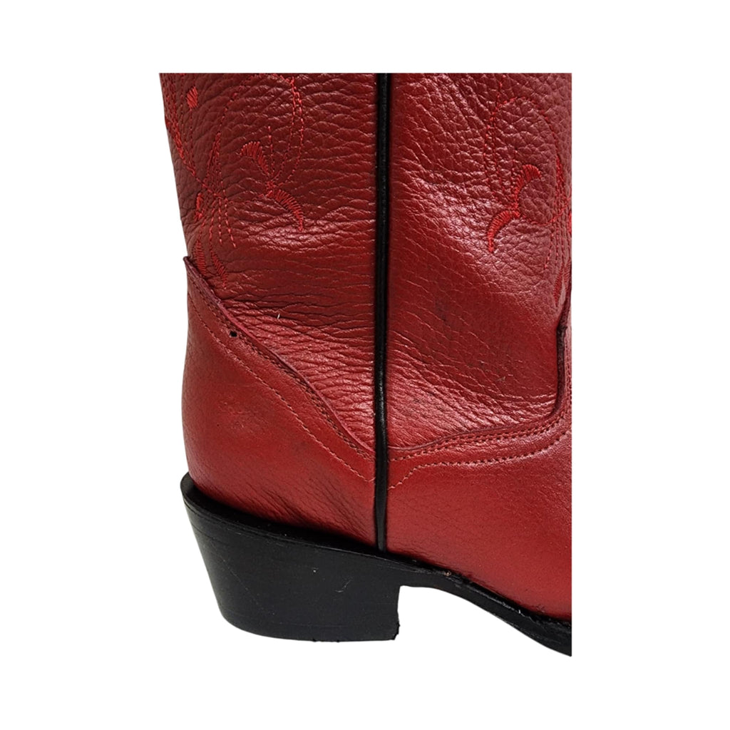 Dona Michi Women's Western Cowgirl White and Red Pointy Toe Boots Genuine Leather Dama Puntal