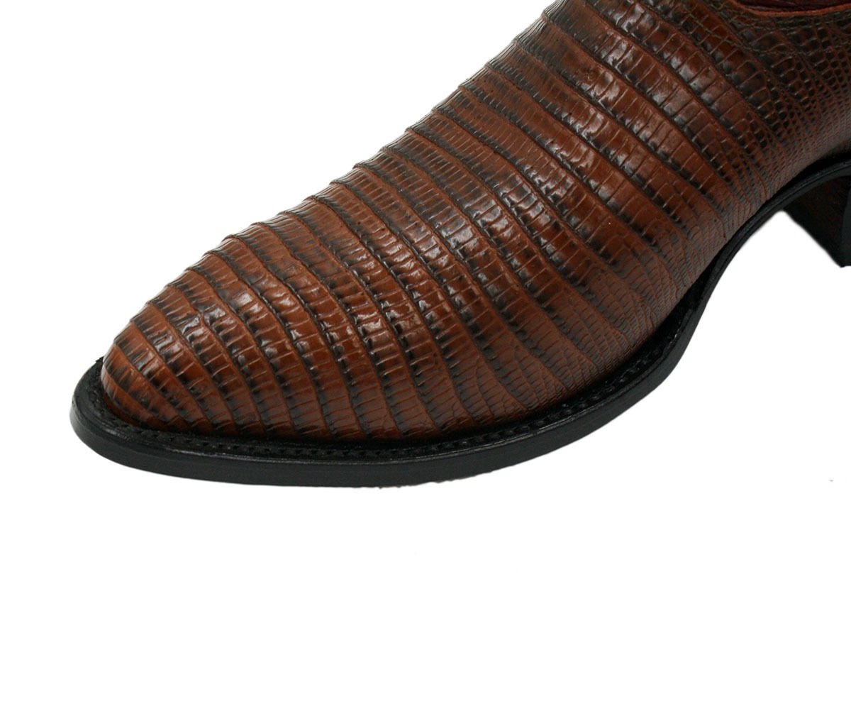 Men Genuine Cowhide Leather Lizard Print J Toe Cowboy Boots