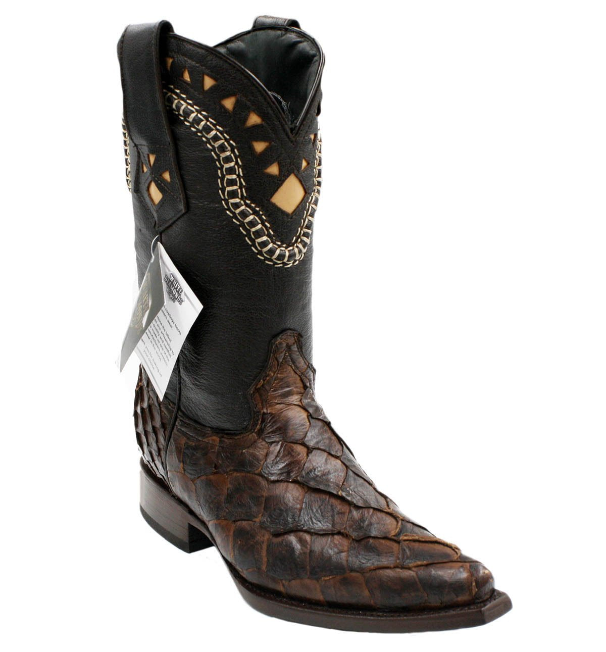 Men's Snip Toe Genuine Fish Skin Leather Cowboy Western Boots