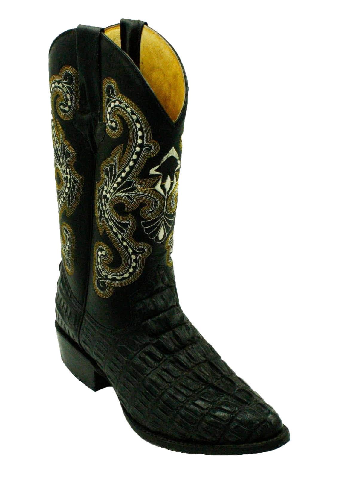 Men Genuine Cowhide Crocodile Print Leather Western Boots