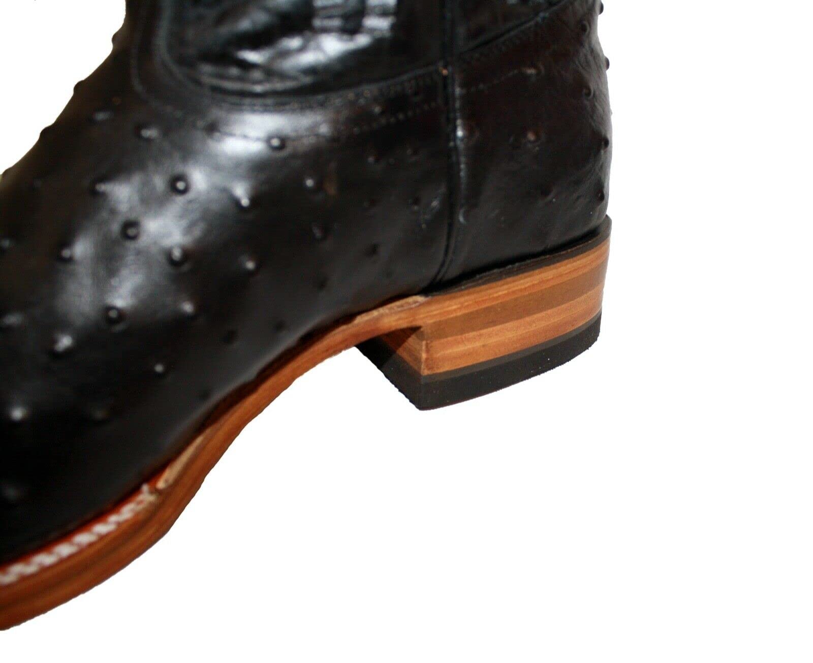 Dona Michi Men Genuine Cowhide Ostrich Print Square Toe Rodeo Leather Boots