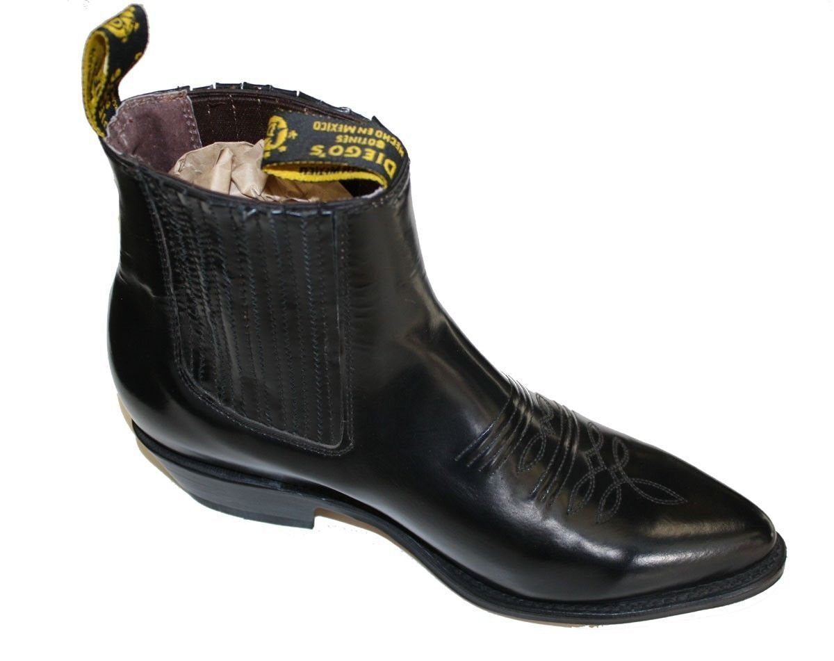 Men Genuine Cowhide Short Ankle Desgin Cowboy Boots