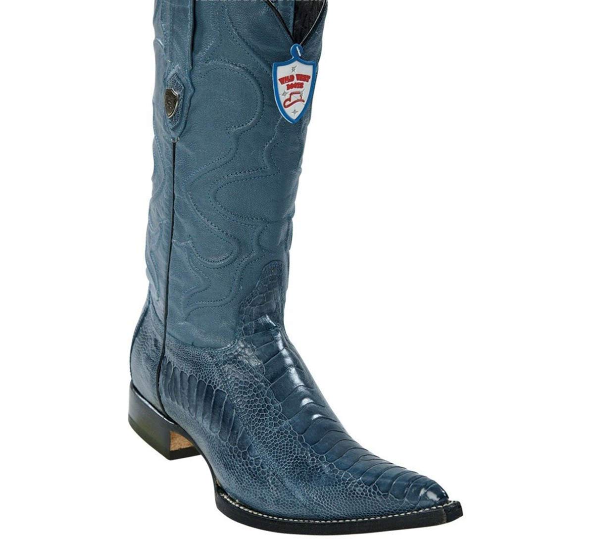 Men's Wild West Genuine Ostrich Leg Leather 3X Toe Boots Handcrafted