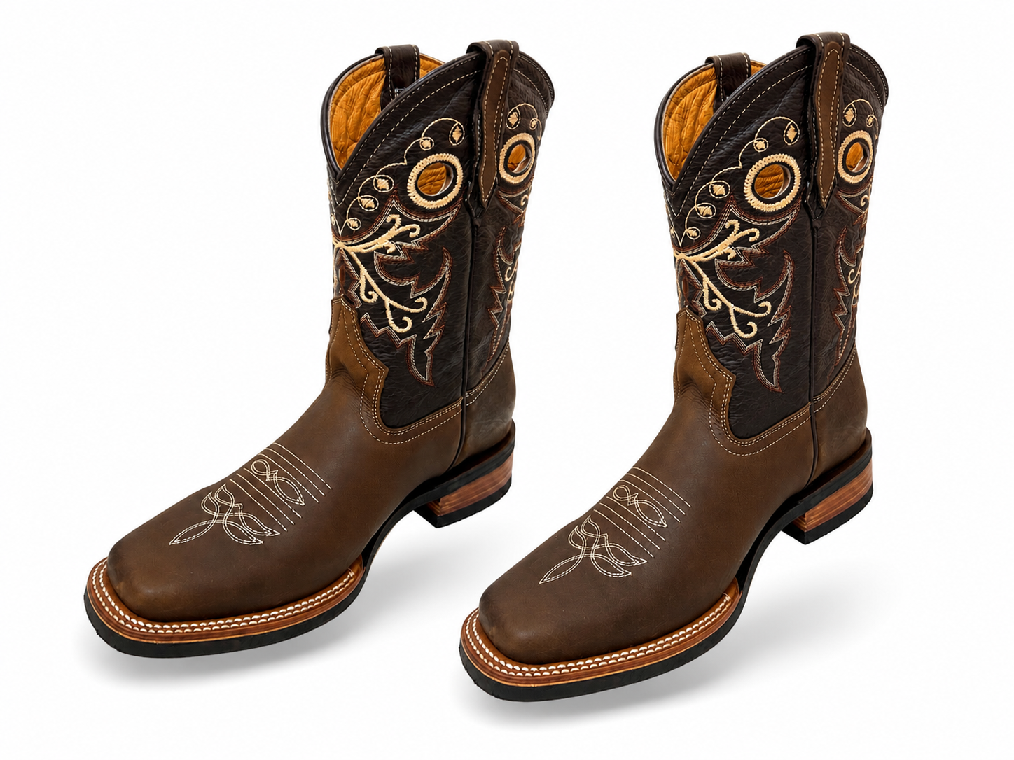 Men’s Handcrafted Genuine Cowhide Leather Rodeo Western Cowboy Boots – Brown