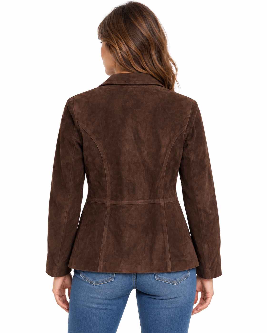 Women’s Genuine Suede Leather Jacket – Dark Brown Soft Leather Blazer