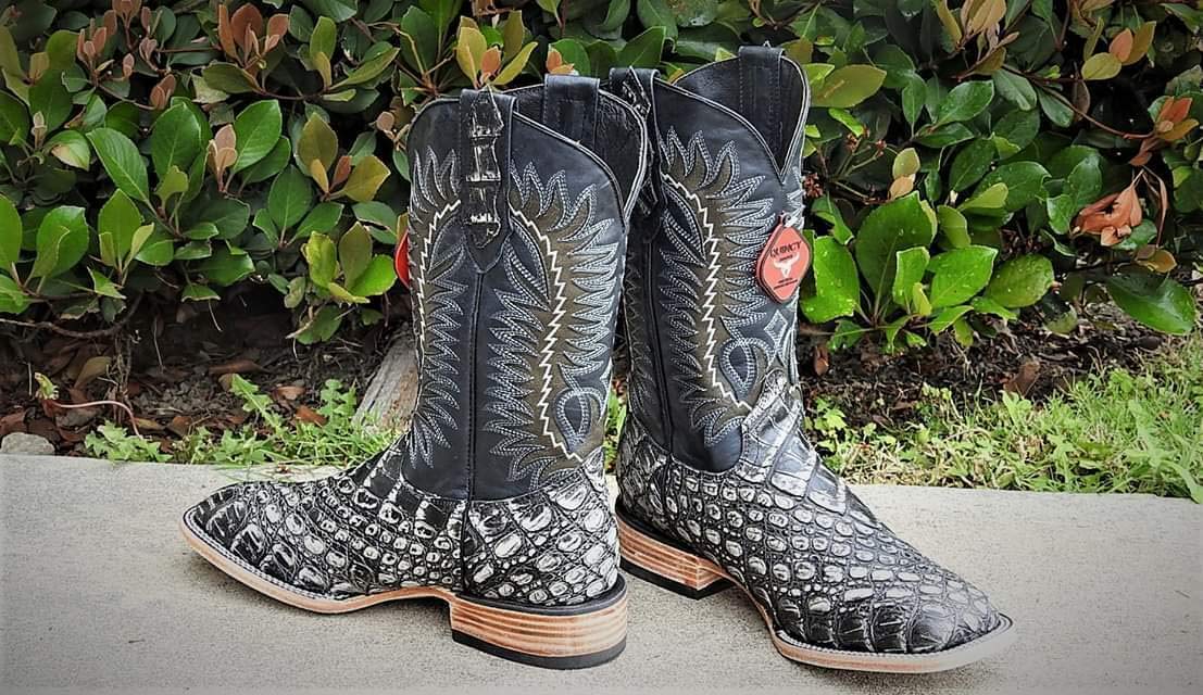 Dona Michi Men's Genuine Cowhide Coco Belly Print Leather Square Toe Boots Handcrafted