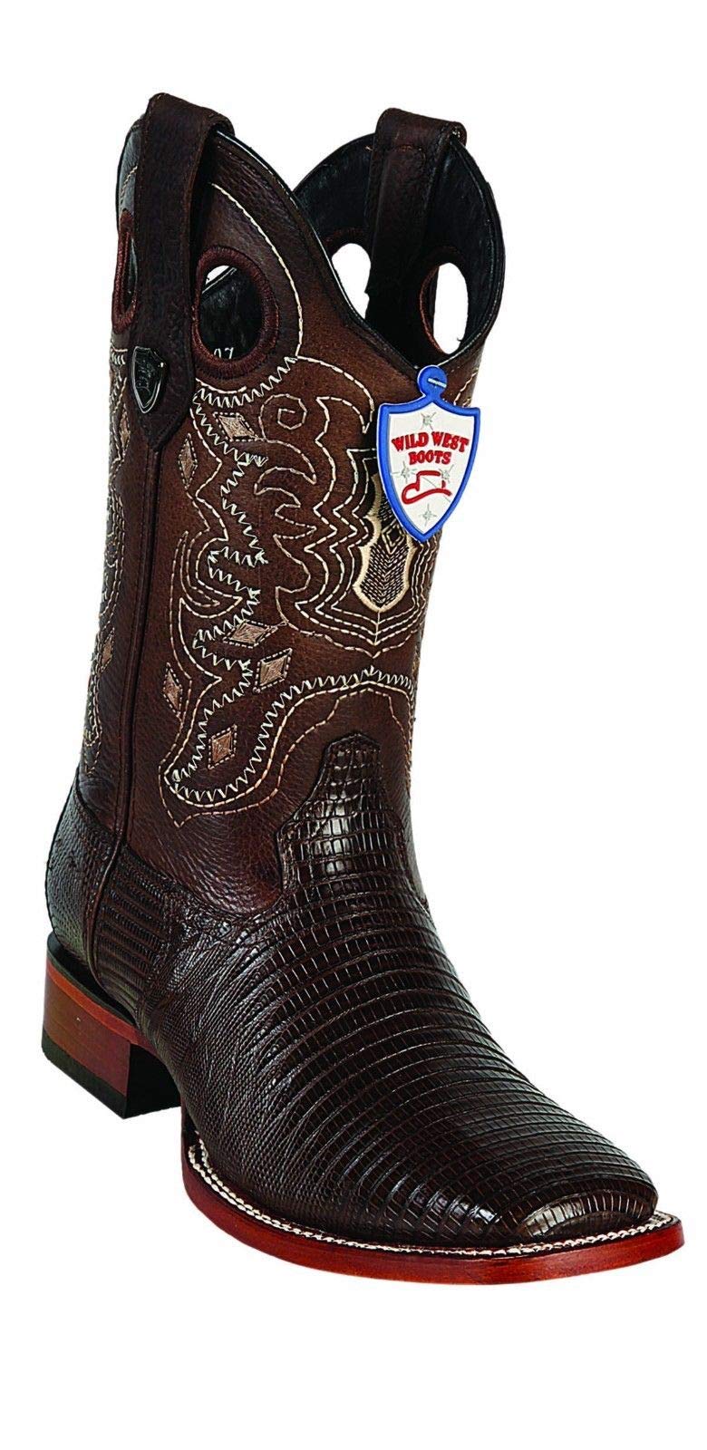 Dona Michi Men's Genuine Lizard Leather Square Toe Rodeo Western Boots Leather Sole
