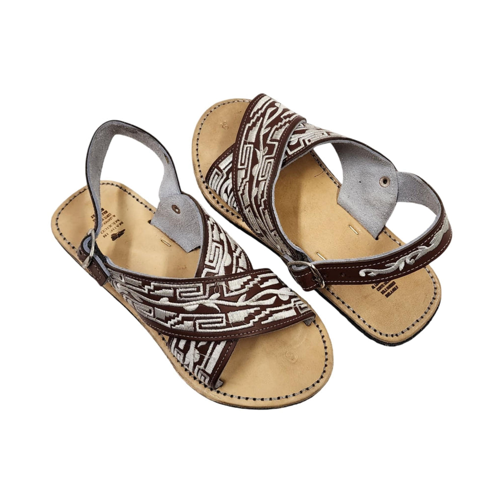 Dona Michi MEN LEATHER MEXICAN two strap PITEADO BORDADO SANDALS Huarache Cruzado Bordado