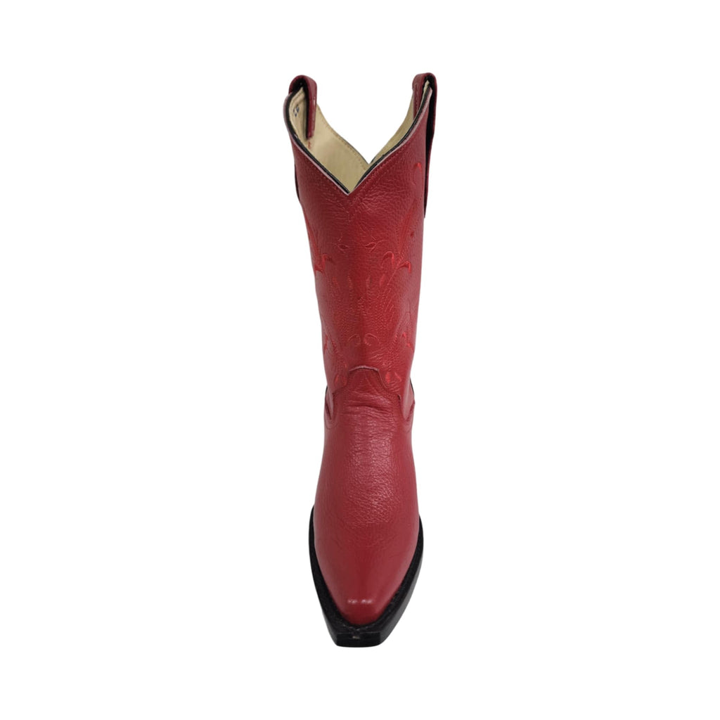 Dona Michi Women's Western Cowgirl White and Red Pointy Toe Boots Genuine Leather Dama Puntal