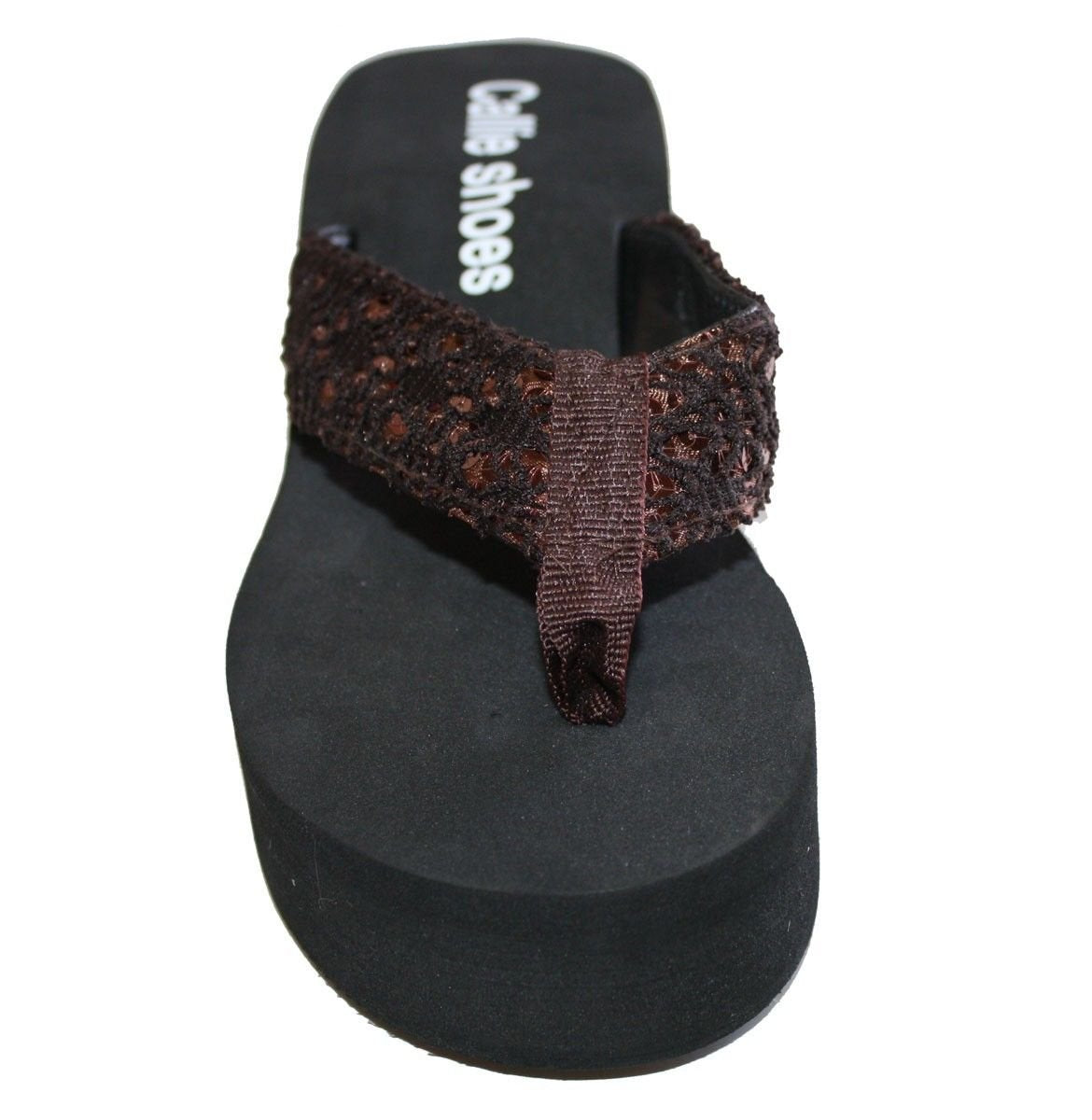 Dona Michi Leather Womens LA BEUATY Sequin Platform Thong Flip Flops Wedge Sandal : Heel 2.6" Apporx