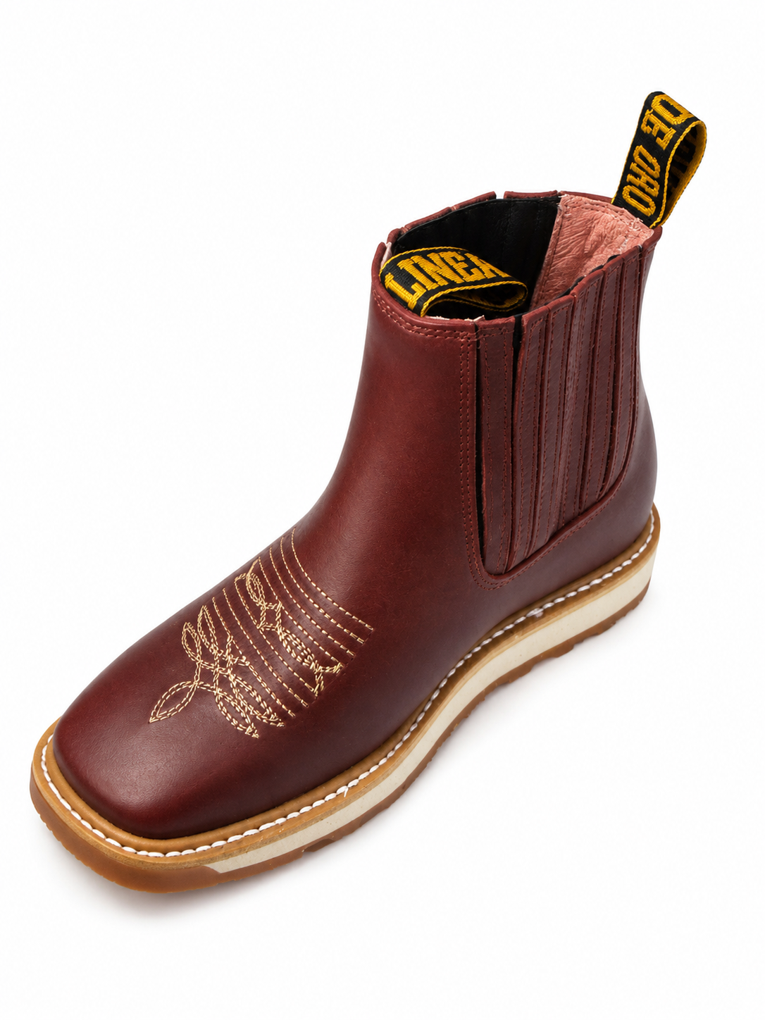 Men’s Genuine Leather Western Chelsea Boots – Brown Pull-On Ranch Boots