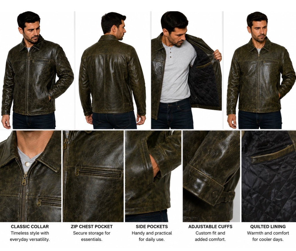 Men’s Genuine Leather Distressed Brown Vintage Jacket
