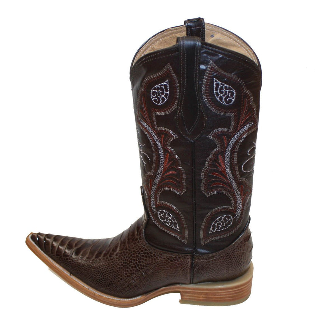 Cowboy Genuine Leather Ostrich Leg Print Cowboy Handmade Luxury Boots