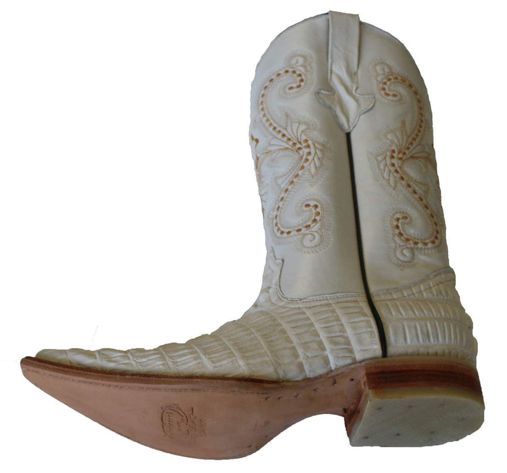 Dona Michi Cowboy boot's Crocodile Back Cut White Cowboy Handmade Luxury Boots