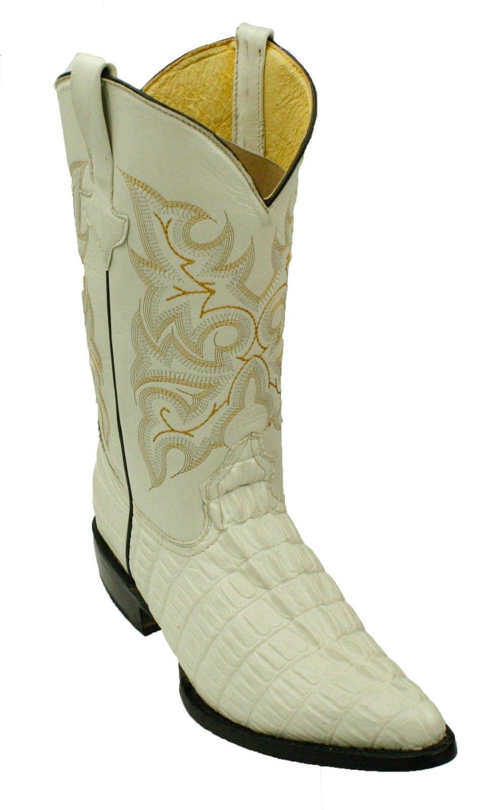 Men Genuine Cowhide Crocodile Print Leather Western Boots