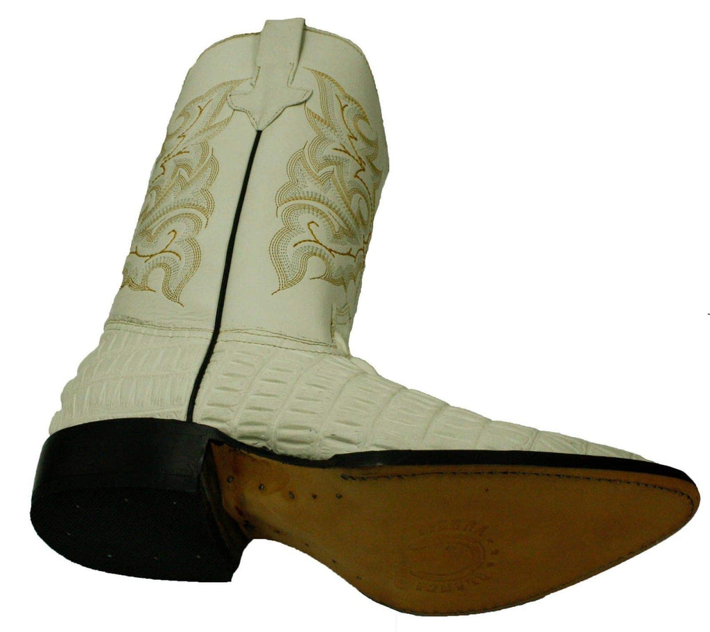 Men Genuine Cowhide Crocodile Print Leather Western Boots